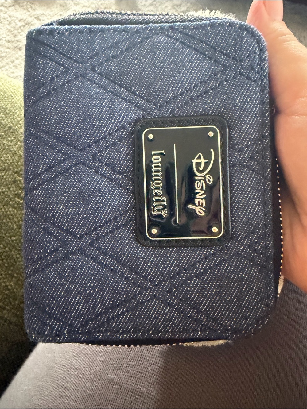 Loungefly Quilted Navy Wallet with Black Bow and Cream Ear Trim - Picture 2 of 3